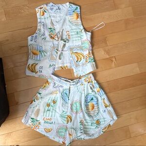 Colorful Printed Women's Short Set